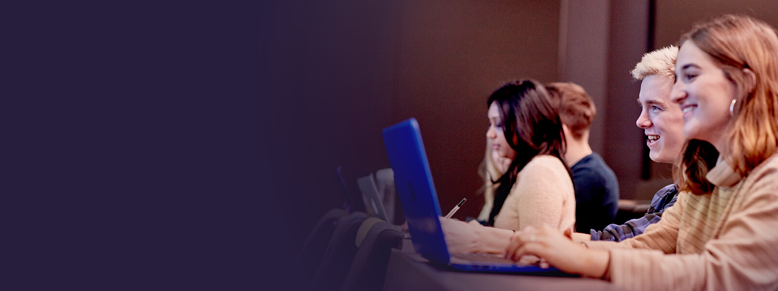 Students in a lecture theatre at Keele University.